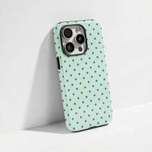 Pink Base Black Polka Dot Phone Case, Cute Y2K Style. Compatible With IPhone 17, 16, 15, 14, 13, 12, Max Plus Models - Green - View 1