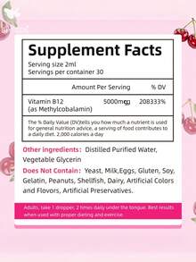 Vitamin B12 Liquid Drops - High Potency For Energy, Metabolism & Nerve Support, Cherry Flavor, - - - 查看 6