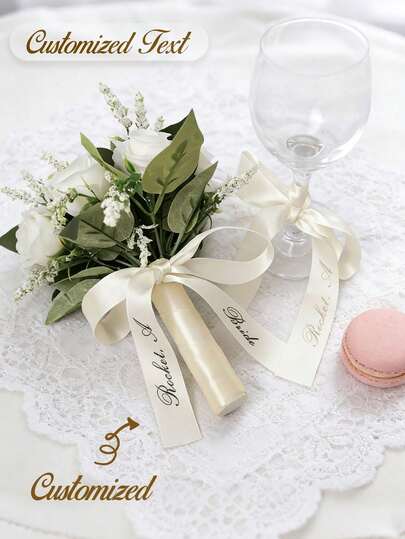 Customized Personalized Wine Glass Ribbon, Customized Wedding Wine Glass Bow Ribbon, Personalized Napkin Bow Ribbon, Elegant Bow Ribbon, Tabletop Decor Accessories, Beverage Name Tags, Place Cards, Customizable Christmas Decorations, Thanksgiving Gifts, New Year Gifts, Party Decorations