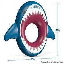 Inflatable Shark Pool Float Shark Floaties Water Fun Summer Beach Swimming Pool Tube Inflatables Ride on Pool Party Raft Lounge Toys for and Adults - Azul Granate Blanco - Ver 3