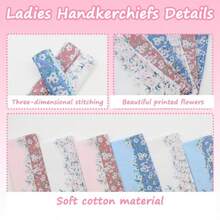 Pañuelos para mujer pañuelo floral de algodón de 17 pulgadas para mujeres bodas fiestas banquetes hogar - Azul Rosa Blanco6pcs - Ver 7