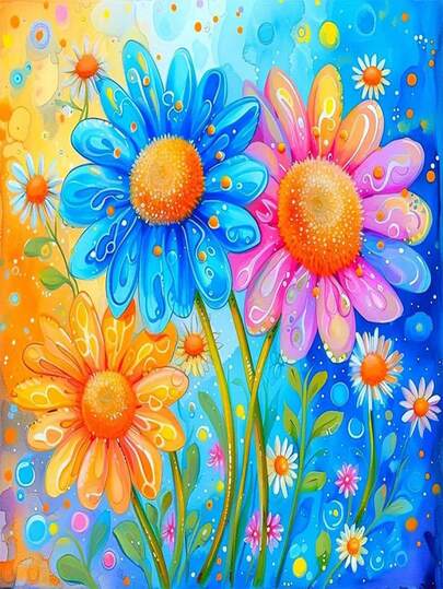 1pc DIY Diamond Painting Kit - Floral, Home Decor, Full Drill, 30*40cm/40x50cm