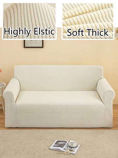 1pc Jacquard Soft & Comfortable Striped Sofa Cover, Fashion Luxury Sofa Protector, Decorative Anti-Slip Anti-Dust Anti-Cat Scratch Sofa Slipcover, Suitable For All Seasons, Bedroom, Living Room, Study, Office