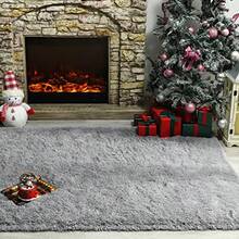 Andecor Soft Fluffy Bedroom Rugs - 4 x 6 Feet Indoor Shaggy Plush Area Rug for Boys Girls Baby College Dorm Living Room Home Decor Floor Carpet Grey - como en la foto - Ver 4