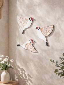 3 Peças Decoração de Parede Estilo Boêmio com Pássaros, Ornamento de Parede de Arte Animal Nórdica, Decoração Minimalista para Sala de Estar, Quarto, Escritório, Apartamento, Design Inspirado na Natureza, Arte de Parede Criativa, Estilo Escandinavo, Arranjo de Espaço Aconchegante, Acessório de Decoração de Parede, Acento de Casa Campestre Nórdica, Presente Adequado para Amantes de Pássaros e Entusiastas de Decoração de Interiores - Multicolorido - Visão 3