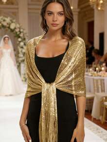 1件 50*164厘米 女士镂空流苏披肩，柔软轻盈，流苏装饰，适合派对、晚宴、旅行、办公、婚礼等场合，大码可选 - 銀色 - 查看 14