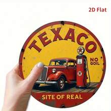 2D Flat, 1 Piece Vintage Texaco Gas Station Sign Wooden Wall Decor - 7.8x7.8 Inch Retro 2D Flat Print With Red Car And Pump Design, Classic American Style, Suitable For Home, Farmhouse, Garage, Bar, Cafe - No Electricity Needed, Easy To Hang, Garage Decor, Nostalgic Design, Durable Decoration, 2D Flat - Multicolor - View 6