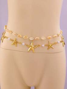 Bộ 2 dây đeo eo hình vỏ sò và sao biển, thích hợp cho phụ nữ đi nghỉ mát ở biển. - Nhiều màu - Xem 2