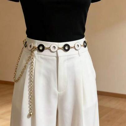 Trending Metal Waist Chain For Women, Fashion Versatile Dress Waist Belt, Paisley Pattern Zinc Alloy Party Chain, In Stock Wholesale