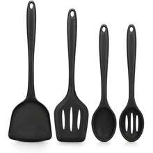 Juego de 4 piezas de utensilios de cocina de silicona, espátula ranurada, cuchara de cocina, utensilios de cocina resistentes al calor y antiadherentes para freír, mezclar, servir, escurrir y revolver - Multicolor - Ver 1
