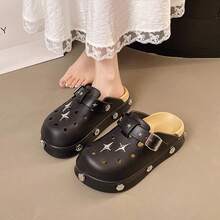 2025 Summer New Thick Sole Hollow Slip-On Sandals, Fashion Versatile Outdoor Non-Slip Closed Toe Mules For Women - Black - View 8