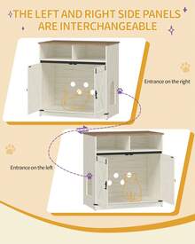 HaluPeit Cat Litter Box Cabinet, 80 X 48 X 80 Cm, Hidden Cat Cabinet With Storage Space, Wooden Cat Cabinet, Country-Style Cat House, TV Cabinet/Side Table, Vintage Brown And White - trắng nâu - Xem 5