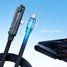240W Foldable Phone Stand & Charging Cable | Dual Type-C Super Fast Charging Angled Connector, Braided Cable, Compatible With Multiple Phones, USB Data Transfer - Multicolor - View 4