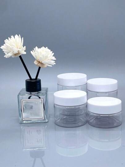 1PC 7cm Diameter Plastic Storage Bottles With Lids, Pigment Dispensing Bottles, Cream Mask Bottles, Eye Cream And Face Cream Bottles, PET Wide-Mouth Transparent Trial Dispensing Bottles, Cosmetic Dispensing Bottles
