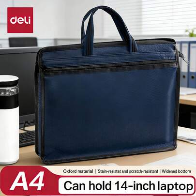 DELI Laptop Briefcase, 14-Inch Laptop Bag, Multi-Functional Casual Business Handbag, Can Hold A4 Documents/Laptop/Computer/Shoulder Bag/Inner Sleeve/Y74k Style Portable Model With Handle, Lightweight And Portable Minimalist Design, With A Large Capacity Laptop Compartment.