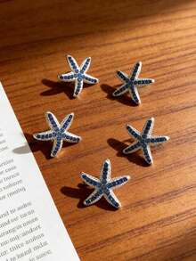 5 piezas Pasadores de pelo con strass en forma de estrella de mar para mujeres, accesorios para el cabello con flequillo lateral, delicados pasadores de pelo trenzados - Multicolor - Ver 2