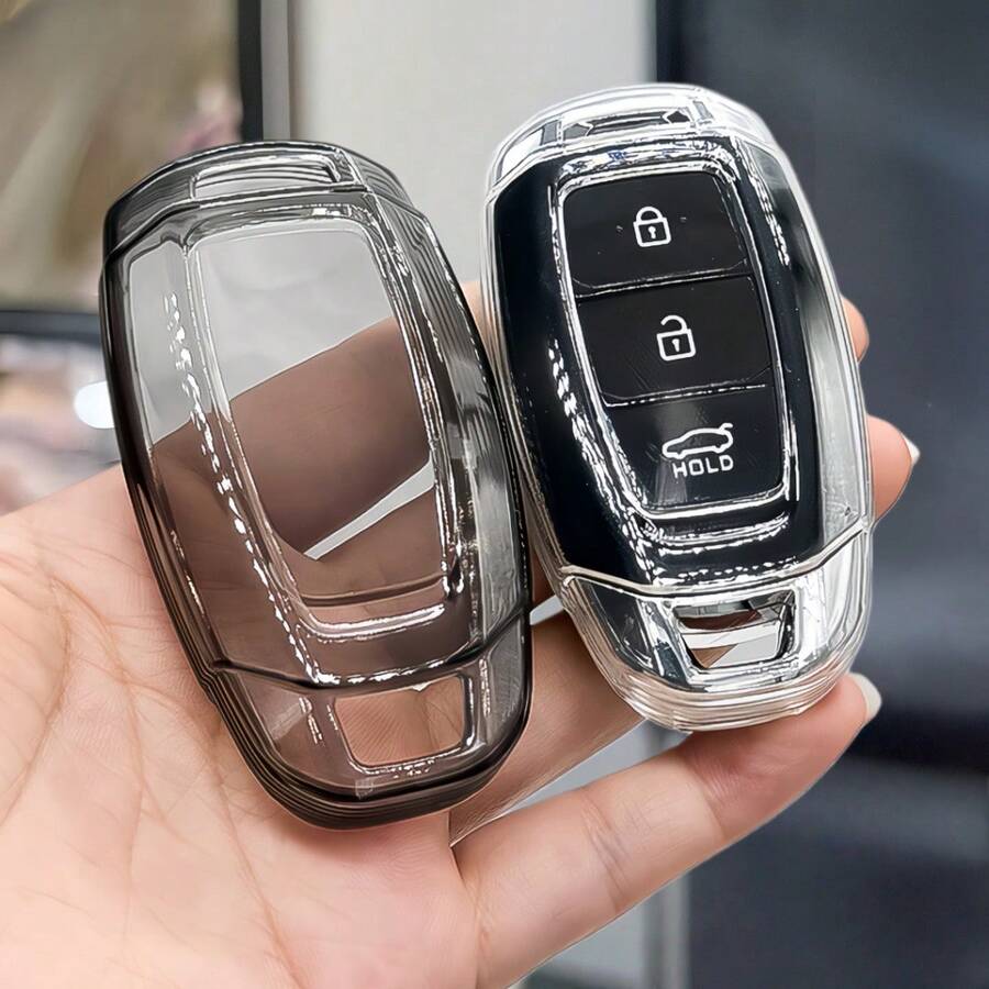 【透明TPU】汽车钥匙遥控器保护套，适用于配备无钥匙进入遥控器的 Santa Fe、I30、Encino、KONA、Solaris、Carnival、Grandeur、Elantra、Accent 等车型