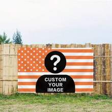 Customized 1-Sided Personalized Orange American Flag, Can Customize Photo, Logo, Flag, Outdoor All-Weather Memorial Cannon Sports Flag Grommet Ring, Yard Decor, Home Decor, Suitable For All Seasons, Personalized Gift For Family, Flag Pole Not Included - Multicolor - View 4