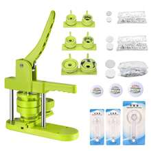 3-In-1 Button Machine Set (25/32/58mm) – Badge Maker With 300 Sets Of Button Parts – Assembly-Free Pin Machine With Rotary Base – DIY Button Press For Keychains, Mirrors & Gifts - Green - View 2