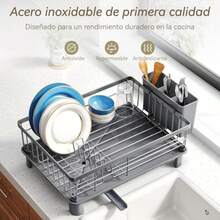 Escurridor De Trastes Acero Inoxidable Pequeño con Estante para Cubiertos Y EscurridorEstantes Fregadero De Cocina para Vasos Sostiene Utensilios. Gris - Gris - Ver 5