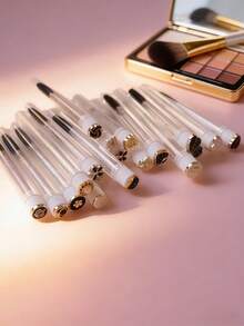 1/2/5/10pcs Pearl Crown, Flower, Clover, Rabbit Lash & Brow Brush, Portable Makeup Brush With Transparent Case, Convenient Travel Makeup Tool - Multicolor - View 1