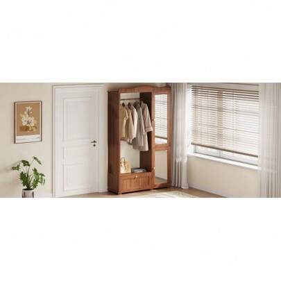 Wardrobe With Mirror And Open Hangers – Compact Wardrobe, Practical Storage With Drawers And Two Doors, Ideal For Bedrooms And Hallways