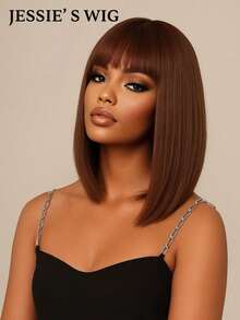 jessie's wig Jessie's 無膠直髮波波頭 4x4 蕾絲前緣無縫人髮假髮 預拔髮 預剪 預打結 預造型 波波頭假髮 180% 密度 8-14 英吋 4# 巧克力棕 - S4 - 查看 1