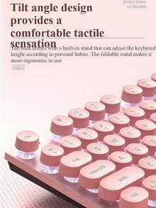 Aesthetic Pink LED Backlit Keyboard Mouse Combo, Ergonomic Tilt Angle, Kawaii Computer Peripherals ,Plug And Play For Home Office Gaming - 查看 6