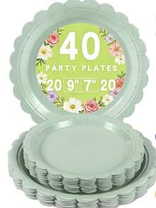 40 chiếc đĩa giấy dùng một lần kích thước 9 inch và 7 inch, đồ dùng cho tiệc cưới, sinh nhật, tiệc trà ngoài trời. - Xem 16