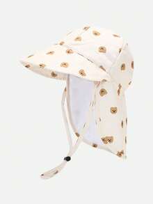 1顶儿童/幼儿卡通动物印花防晒帽，带可调节下巴带，适合沙滩和户外夏季佩戴 - 1PC - 查看 13