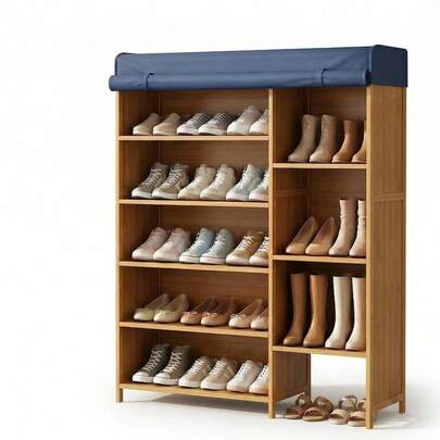 NINOTO Zapatero de Madera con Cortina Enrollable, Gran Capacidad para 30+ Pares, Organizador de Zapatos, Ahorra Espacio, Estantería Multiusos para Entrada y Dormitorio/zapatera/zapatera organizador/para parejas / entrada familiar