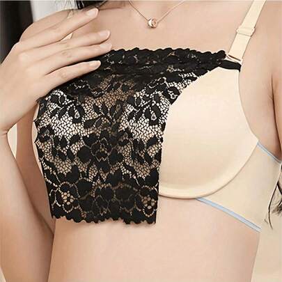 1/3pcs Set Elegant Floral Anti-Glare Chest Pads, Fashionable Comfortable Fitted Enhancing Lace Knit Chest Pads, Anti-Peeping Anti-Sheer Chest Stickers, Washable Delicate Lace Trim, Suitable For Back To School, Wedding, Birthday Gifts, Random Colors