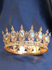 Shiny Crystal Gold Royal Crown – Bridal & Pageant Accessory - Multicolor - View 16