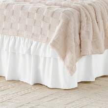 Multi-Layer Ruffle Bed Skirt 16 Inch Drop, 2 Layer Elastic Wrap Around Bed Skirts For Twin Full Queen King CK Size Bed, Easy To Install Dust Ruffle, Machine Washable Soft Fabric, Double Layers Bedskirt - trắng - Xem 1