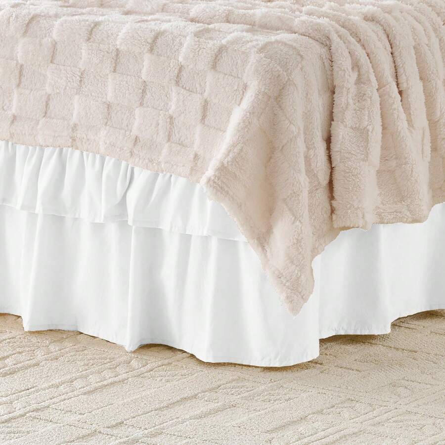 Multi-Layer Ruffle Bed Skirt 16 Inch Drop, 2 Layer Elastic Wrap Around Bed Skirts For Twin Full Queen King CK Size Bed, Easy To Install Dust Ruffle, Machine Washable Soft Fabric, Double Layers Bedskirt - trắng - Xem 1