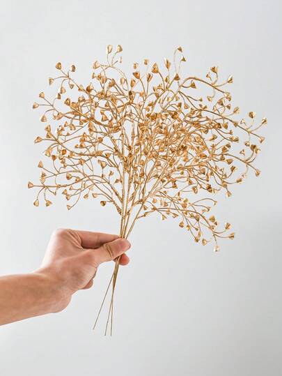 1/3/6 قطعة أوراق صناعية ذهبية اللون أعواد نباتات مزيفة أوراق وردة مزيفة ذهبية بلاستيكية نباتات صناعية لديكور المنزل والفندق والحفلات والزفاف، ديكور المناضد، أعمال يدوية