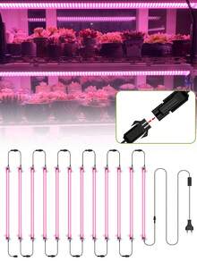 LED Grow Light Bar Full Spectrum AC220V Green Plant Lamp UV IR Red Blue Indoor Hydroponic Flower Seedling Potted Succulent Vegetables Tomato Cactus Bonsai Moss Fish Tank Aquatic Plants Cultivation Growth Box Fill Lighting Pink /Sunlight 1-12Heads With EU Plug 30CM/50CM 11.81Inch/19.69Inch - EU C Type Plug(220-240V) - View 2