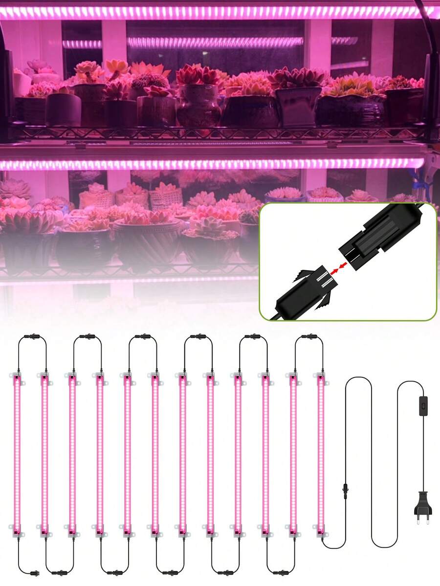 LED Grow Light Bar Full Spectrum AC220V Green Plant Lamp UV IR Red Blue Indoor Hydroponic Flower Seedling Potted Succulent Vegetables Tomato Cactus Bonsai Moss Fish Tank Aquatic Plants Cultivation Growth Box Fill Lighting Pink /Sunlight 1-12Heads With EU Plug 30CM/50CM 11.81Inch/19.69Inch