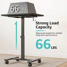 Portable Standing Rolling Desk - 24 Inch Mobile Sit Stand Desk Adjustable Height With Wheels Small Spaces Home Office, Kids Couch Laptop Desks Side End Table, Black - 黑色 - 查看 8