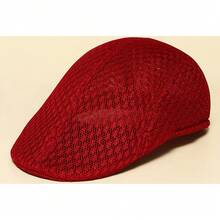 [Korean Version Hat] Breathable Hollow Mesh Korean Solid Color Simple Light Plate Forward Hat| Outdoor Play All Shade Retro Painter - Burgundy - View 1