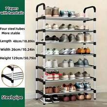 1个多层鞋架,独立式鞋子收纳架,易于组装,适用于出租房、玄关、走廊、卧室、浴室、办公室、客厅 - 黑色 - 查看 10