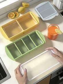 带盖硅胶冰格 - 硅胶冷冻食品模具 - 大号冰格，硅胶冷冻容器，用于冷冻和储存汤、酱汁、肉汤、剩菜 - 可制作 4 个完美的 1 杯冰块 - 多 - 查看 2