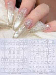 5pcs Nail Art Hollow Stencil Series, Including Spray Gun Template, Auxiliary Tools, Stickers - Eye, Stars, Burst, Bowknot, Heart Patterns, Nail Decorations, Suitable Valentine's Day And Nail Art Supplies Nails - Clear - 查看 3