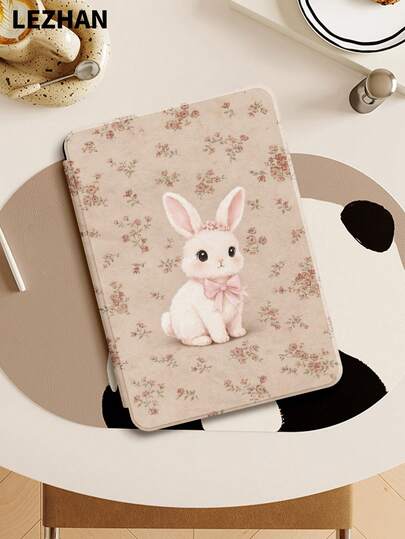 Brown Floral, Rabbit Pattern Protective Case Suitable For Kindle 2024, Kobo, Kindle NK 11/Kindle Kids Edition/Kindle Paperwhite 5, E-Book Protective Case With Auto Wake/Sleep Function, Lightweight And Convenient, Perfectly Fit To Protect Your Reading Device, Romantic And Practical Gift