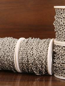 Dây chuyền thép không gỉ hình chữ O dài 100cm, kiểu mắt xích Rolo dày dặn, dùng để làm trang sức DIY, vòng tay, dây chuyền, phụ kiện làm hàng số lượng lớn. - Chuỗi O - Xem 5