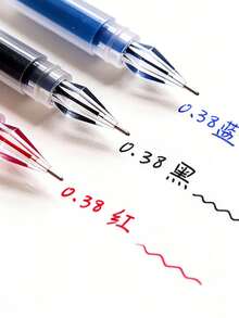 3 pièces/set Stylos-gel à pointe diamantée mixte, recharges d'encre noire/bleue/rouge haute capacité 0,5 mm pour examen, signature, écriture, fournitures scolaires et de bureau - multicolore - Voir 2