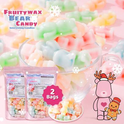 Gummy Glow [Vintage Candy Gift For Mom]2 Bags WaxBear Candy - 5 Flavors (Mango, Pineapple, Green Apple, Strawberry, Blueberry),Jam-Filled, Fun Shapes, Freezable,ASMR & Party Gift Snack.