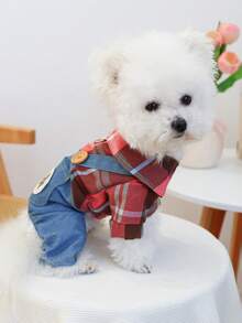 PETCIRCLE 1件宠物衣服，狗狗服装四脚围兜裤，休闲幼犬春夏新款服装 - 可爱围兜裤 - 彩色 - 查看 2