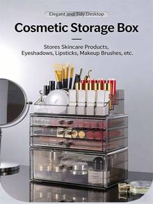 1 Set Transparent Drawer Style Makeup & Skincare Storage Box, Large Capacity Desktop Organizer Rack For Cosmetics, Masks, Jewelry, Lipstick, Cushion, Eyeshadow, Upgraded Version - Multicolor - View 5