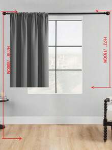 1pc Solid Color Polyester Curtains, Modern And Simple, Darkening And Light Blocking, For Bedroom, Living Room And Balcony, Sunscreen, Heat Insulation, Uv Protection, Suitable For Rod - Dark Grey - View 17